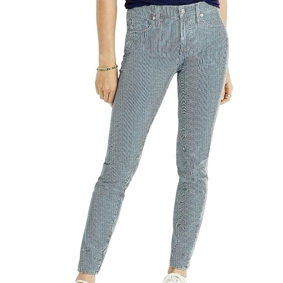 Madewell 31 9" mid rise skinny piper stripe stretch jean pant P2 2323 - Picture 1 of 15